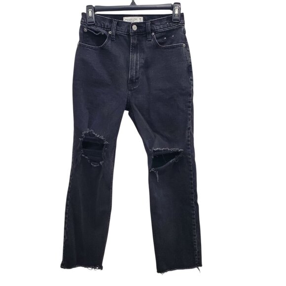 Abercrombie & Fitch The Ankle Straight Ultra High Rise Black Jeans 26/2s - Picture 1 of 7